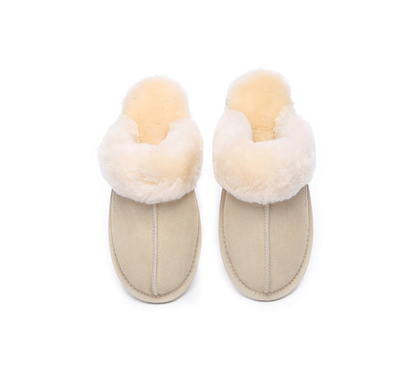 EVERAU® UGG Slippers Sheepskin Wool Suede Scuff Rosa - UGG EXPRESS