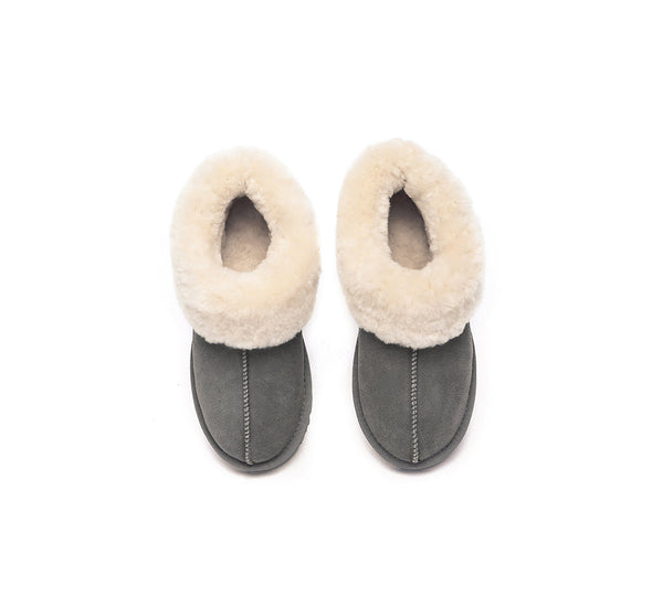 EVERAU® UGG Slippers Sheepskin Wool Suede Ankle Homey - UGG EXPRESS