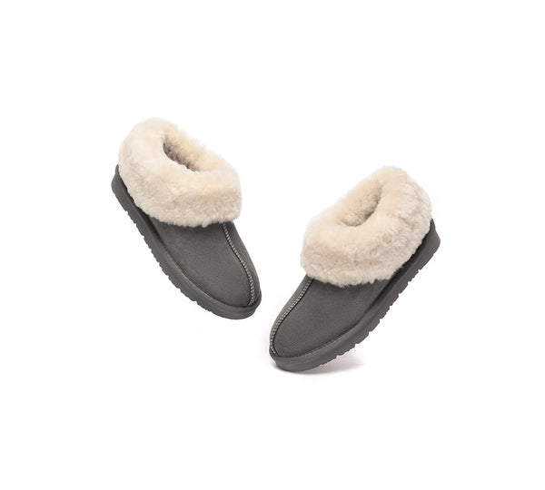 EVERAU® UGG Slippers Sheepskin Wool Suede Ankle Homey - UGG EXPRESS
