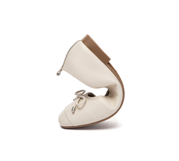 EVERAU® Women Leather Bow Ultra Soft Ballet Flats Suvel EVERAU