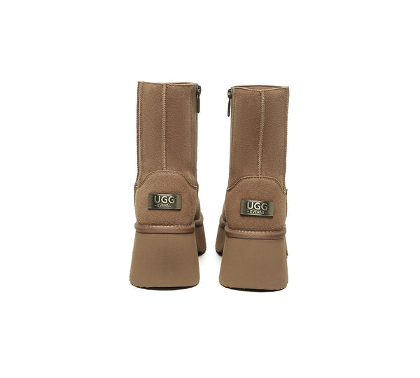 UGG Boots Short Zipper Chunky Platform Yuana