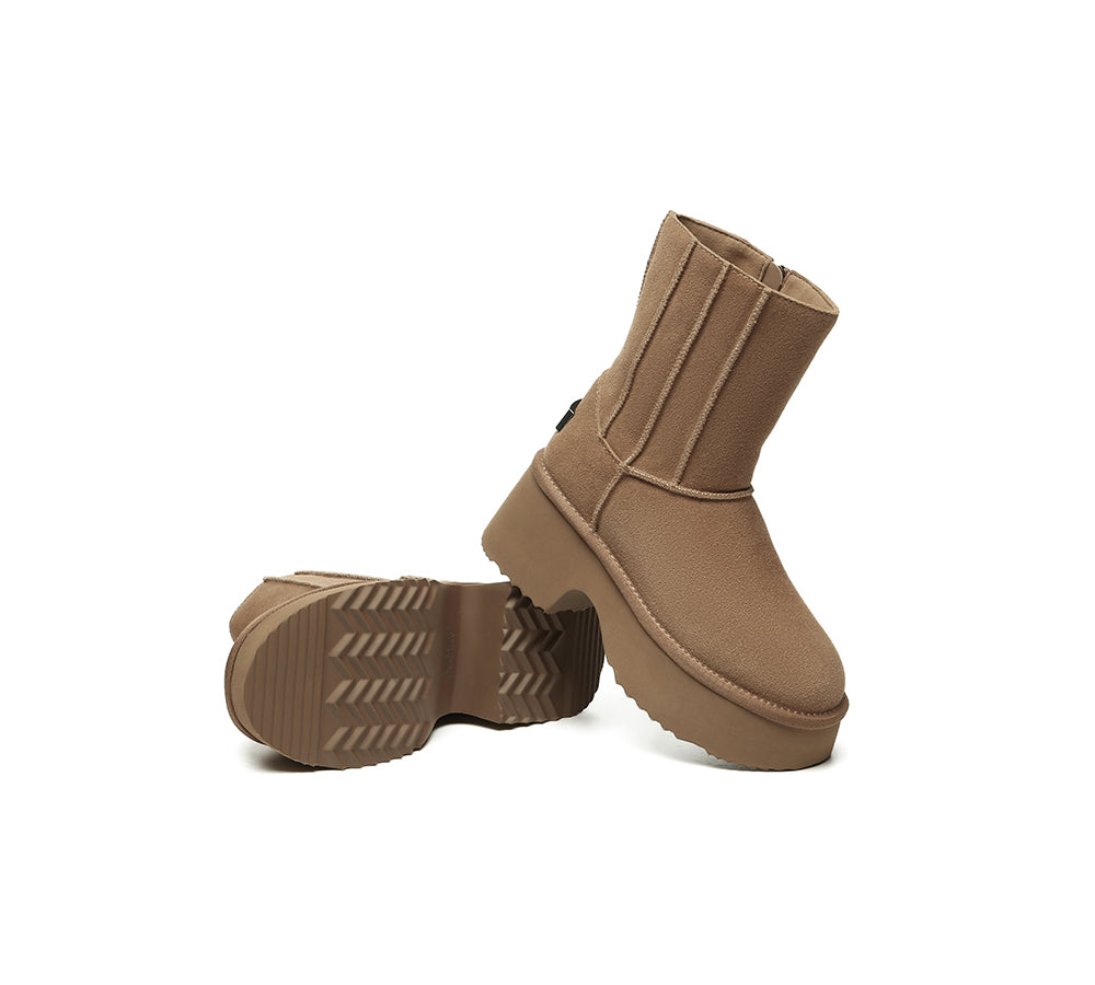 UGG Boots Short Zipper Chunky Platform Yuana