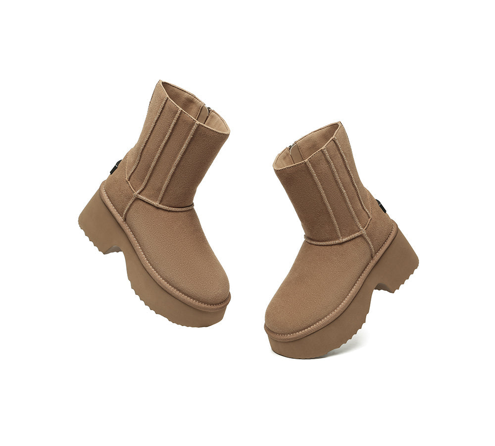 UGG Boots Short Zipper Chunky Platform Yuana