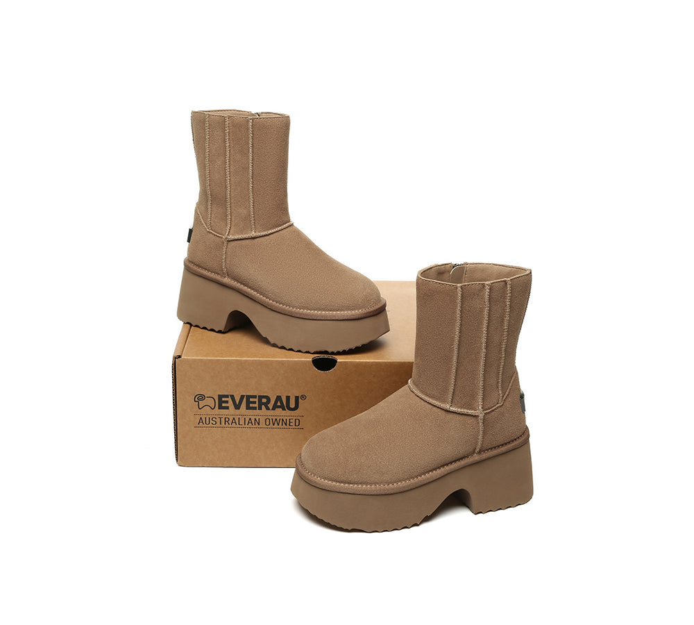 UGG Boots Short Zipper Chunky Platform Yuana
