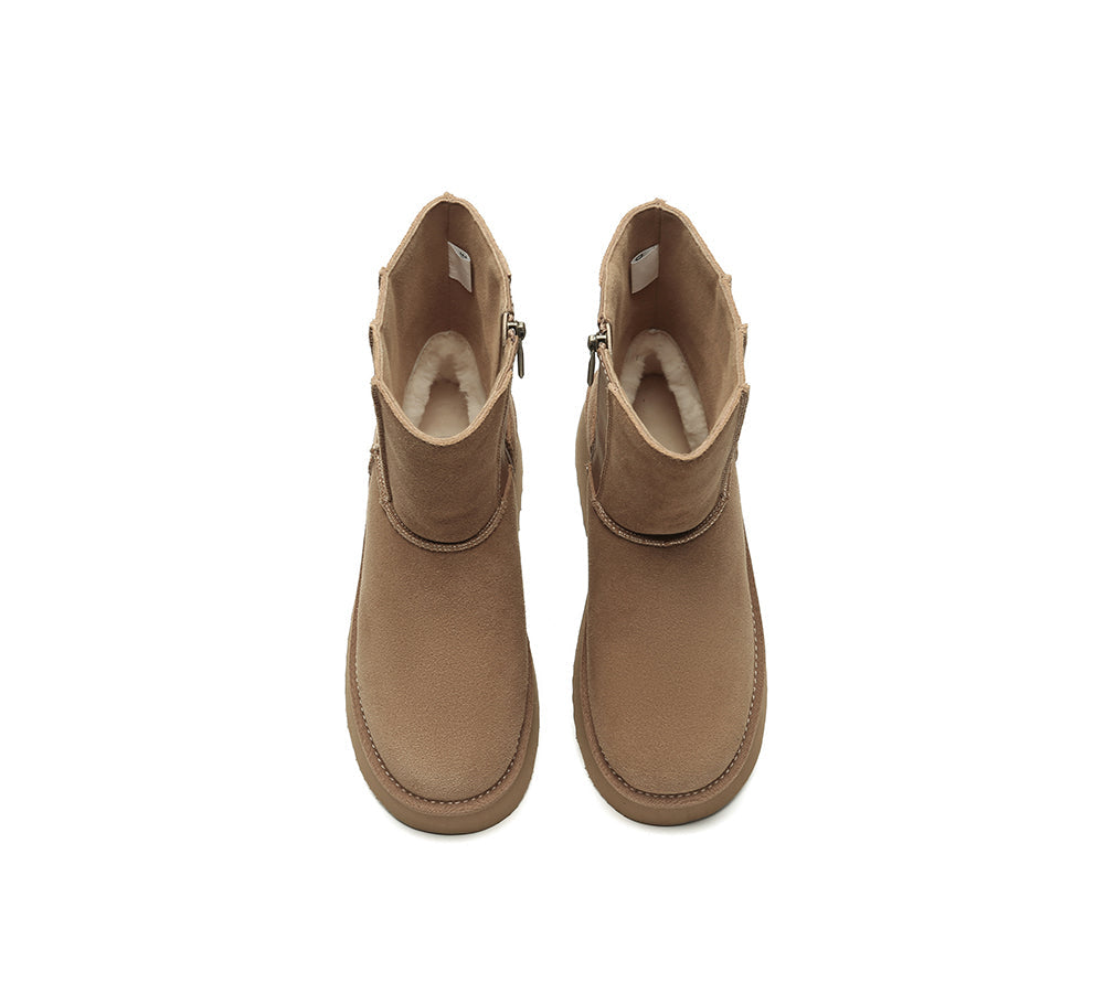 UGG Boots Short Zipper Chunky Platform Yuana