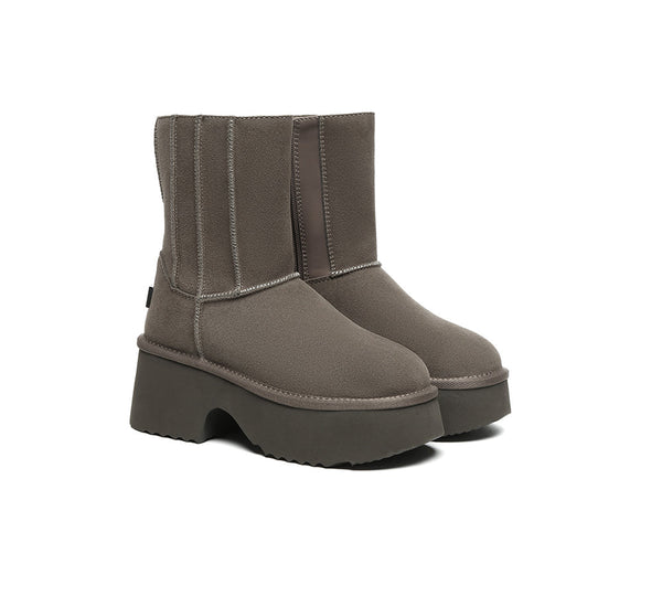 UGG Boots Short Zipper Chunky Platform Yuana