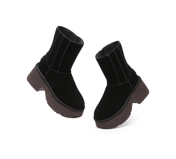 UGG Boots Short Zipper Chunky Platform Yuana