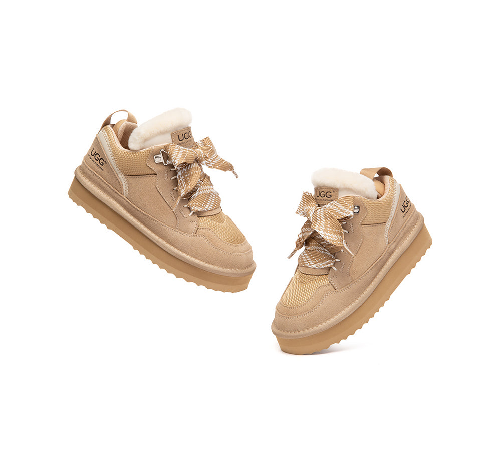 AUSTRALIAN SHEPHERD® Kids UGG Boots Sheepskin Wool Lace Up Platform Sneakers Parkyr UGG AUSTRALIAN SHEPHERD