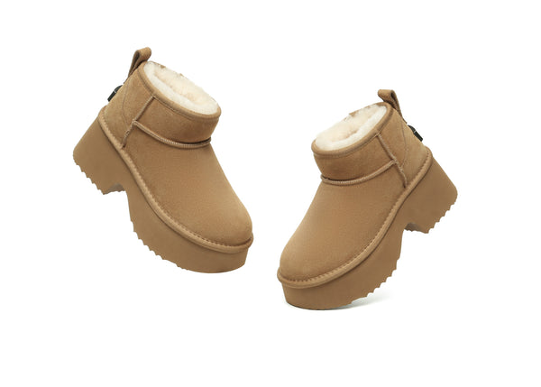 UGG Boots Sheepskin Wool Ankle Chunky Platform Ariel