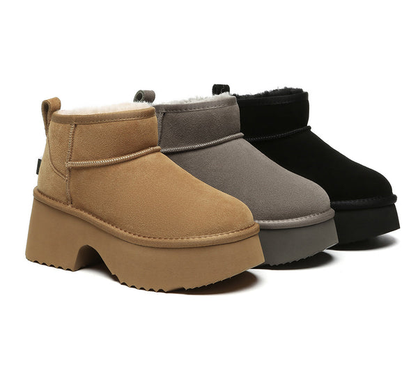 UGG Boots Sheepskin Wool Ankle Chunky Platform Ariel
