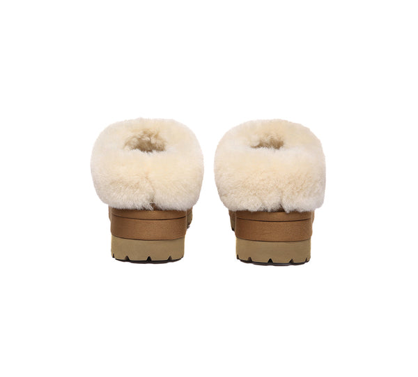 UGG EVERAU® UGG Slippers Women Sheepskin Wool Collar Ankle Platform Ulrika - UGG EXPRESS