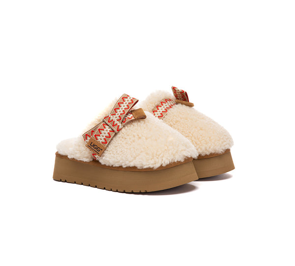AUSTRALIAN SHEPHERD® UGG Slippers Women Sheepskin Wool Bow Platform Cecil UGG AUSTRALIAN SHEPHERD