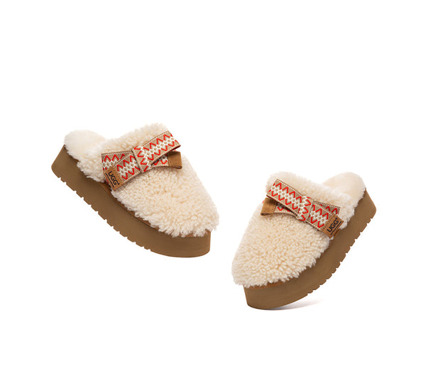 AUSTRALIAN SHEPHERD® UGG Slippers Women Sheepskin Wool Bow Platform Cecil UGG AUSTRALIAN SHEPHERD