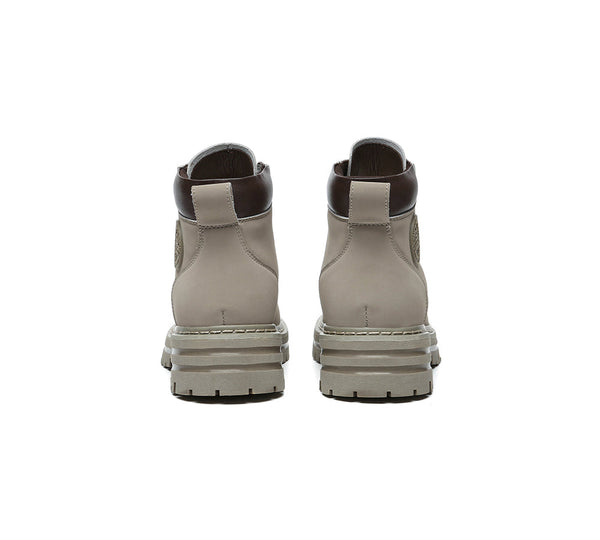 UGG Boots Women Leather Sheepskin Wool Lace Up Chunky Aubrey