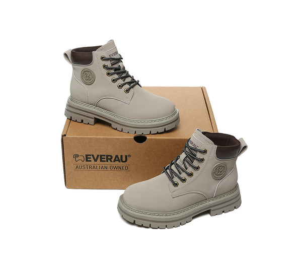 UGG Boots Women Leather Sheepskin Wool Lace Up Chunky Aubrey