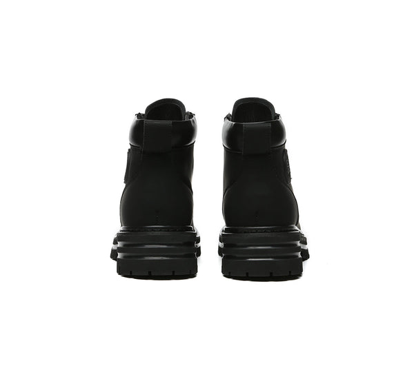 UGG Boots Women Leather Sheepskin Wool Lace Up Chunky Aubrey