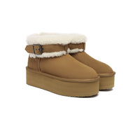 UGG EVERAU® UGG Boots Sheepskin Wool Adjustable Buckle Ankle Platform Ula - UGG EXPRESS