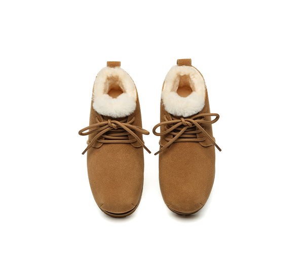 UGG Boots Women Sheepskin Wool Ankle Lace-Up Euro Loaf Paxton