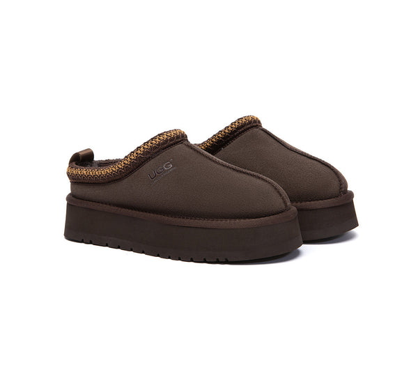 UGG Slippers Sheepskin Wool Ankle Platform Tazzy Tay