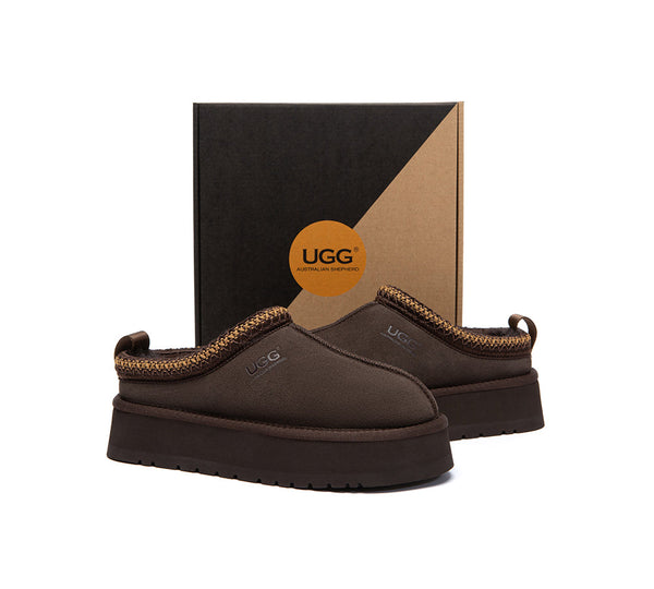 UGG Slippers Sheepskin Wool Ankle Platform Tazzy Tay