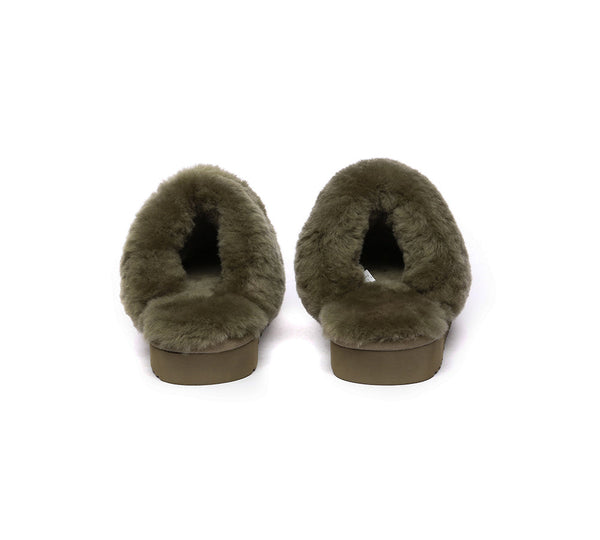 EVERAU® UGG Slippers Sheepskin Wool Suede Scuff Muffin - UGG EXPRESS
