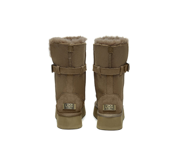 3-Way Style UGG Boots Women Sheepskin Wool Platform Short Valerie