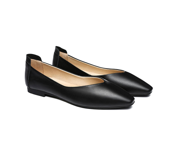 EVERAU® Women Leather Pointed Toe Ballet Flats Everly - UGG EXPRESS