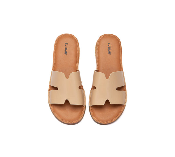 EVERAU® Women Leather Woven Flat Slides Clovey EVERAU