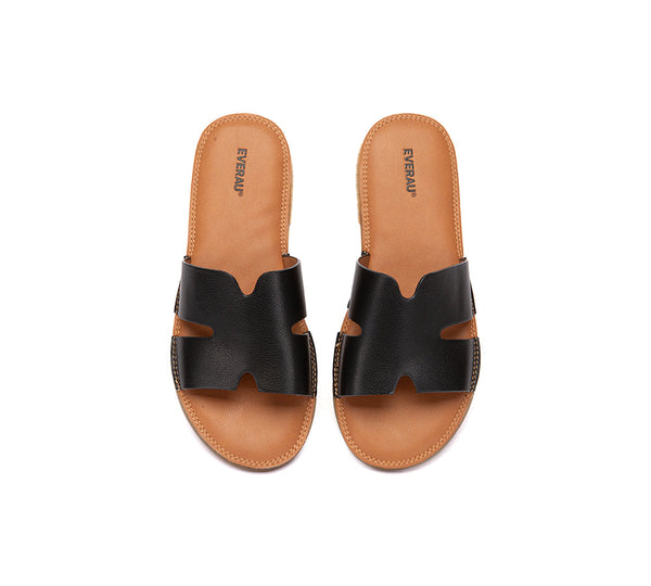 EVERAU® Women Slides Leather Ultra Soft Woven Flat Clovey EVERAU