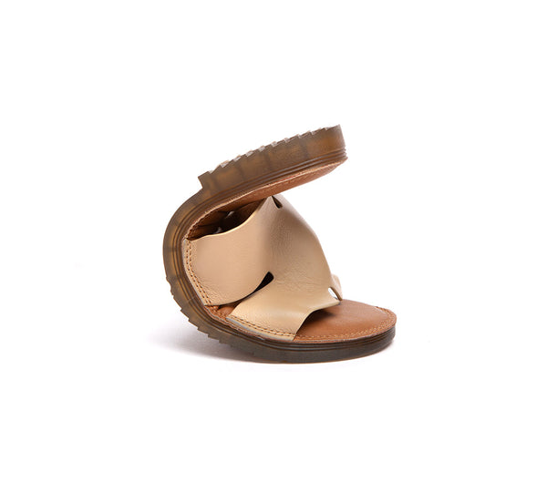 EVERAU® Women Slides Leather Ultra Soft Woven Flat Clovey EVERAU