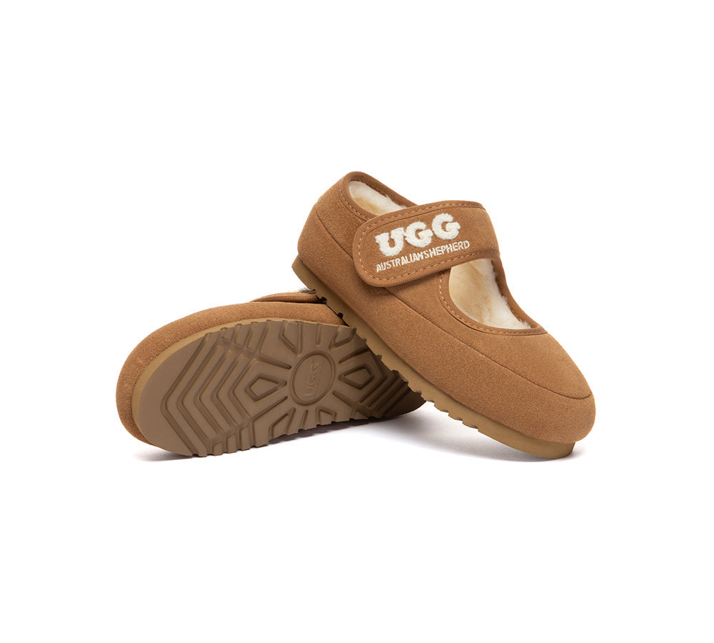 AUSTRALIAN SHEPHERD® UGG Kids Slippers Sheepskin Wool Adjustable Strap Mary Jane Velvi Kids UGG AUSTRALIAN SHEPHERD