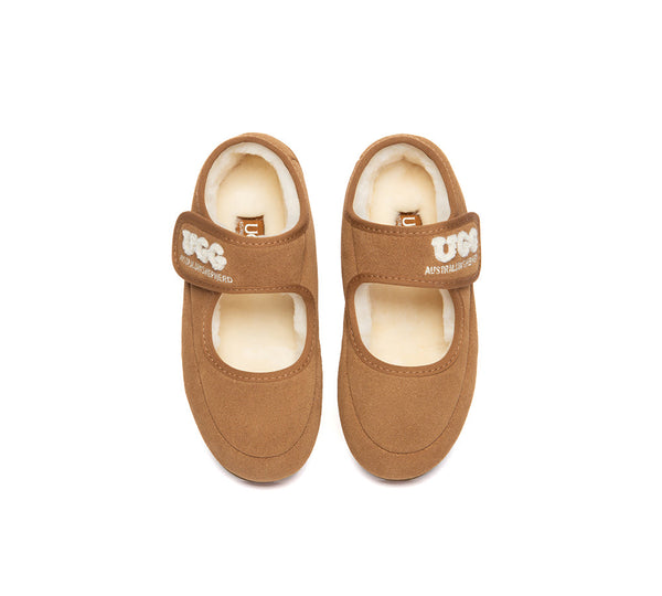 AUSTRALIAN SHEPHERD® UGG Kids Slippers Sheepskin Wool Adjustable Strap Mary Jane Velvi Kids UGG AUSTRALIAN SHEPHERD
