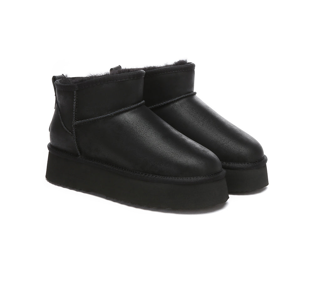 EVERAU® UGG Boots Women Sheepskin Wool Ankle Platform Romi - UGG EXPRESS