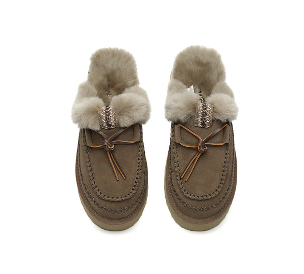 UGG Slippers Women Sheepskin Wool Platform Sammy