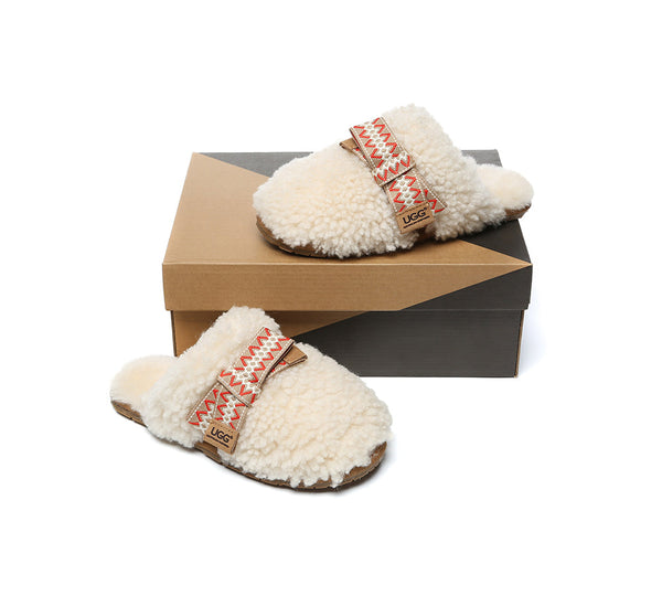 UGG Slippers Women Sheepskin Wool Bow Cecil