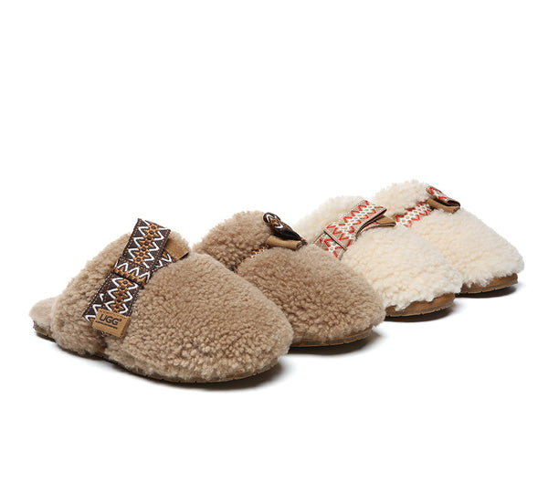 UGG Slippers Women Sheepskin Wool Bow Cecil