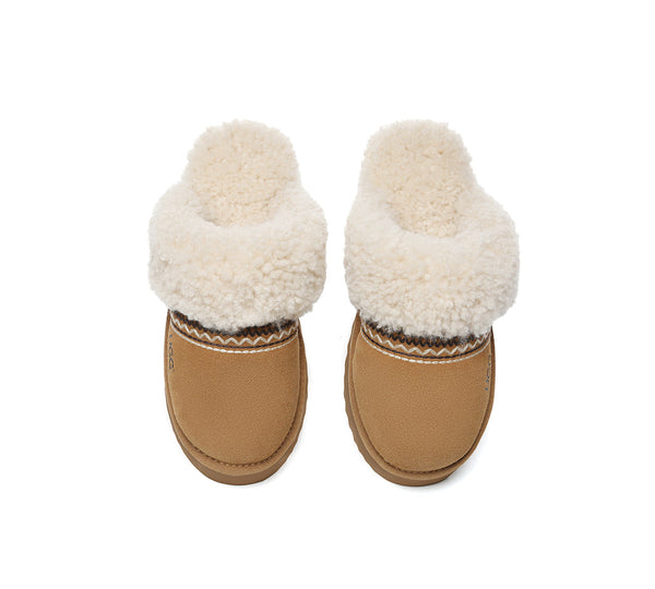 UGG Slippers Sheepskin Wool Knitted Platform Isle
