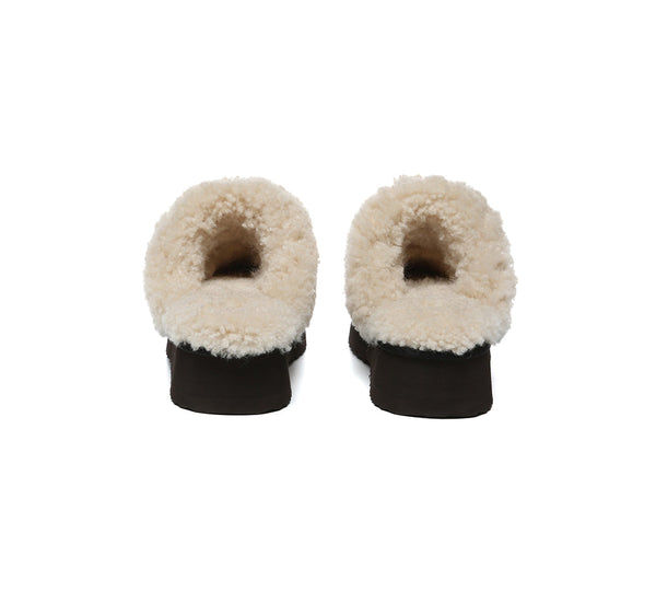 UGG Slippers Sheepskin Wool Knitted Platform Isle
