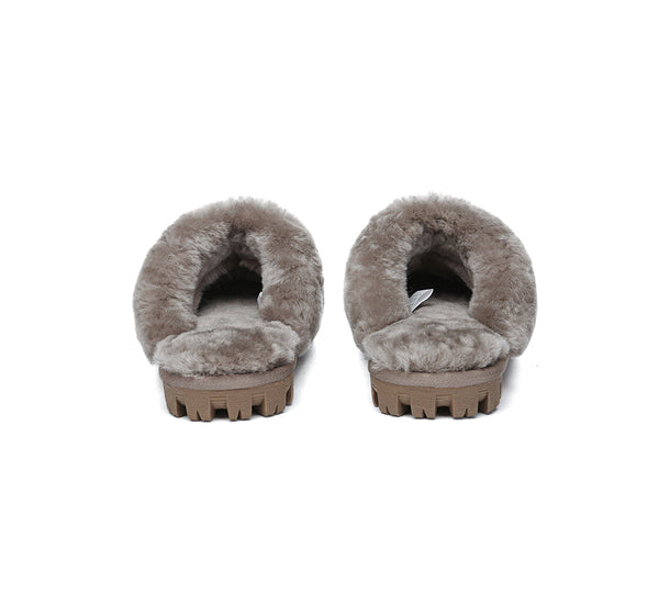 UGG Double Face Sheepskin Wool Scuff Slippers Waffle