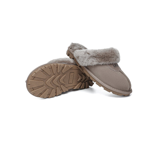 UGG Double Face Sheepskin Wool Scuff Slippers Waffle