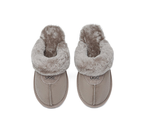UGG Double Face Sheepskin Wool Scuff Slippers Waffle