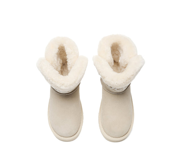 UGG Boots Sheepskin Wool Shearling Lined Ankle Mini Oatha