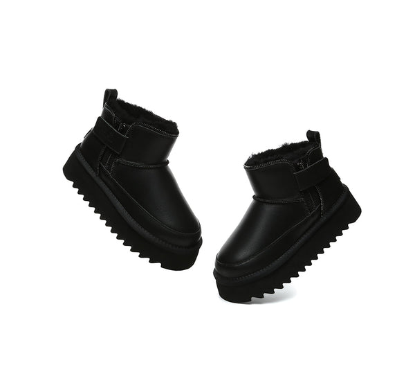 UGG Boots Sheepskin Wool Zipper Ankle Platform Arya