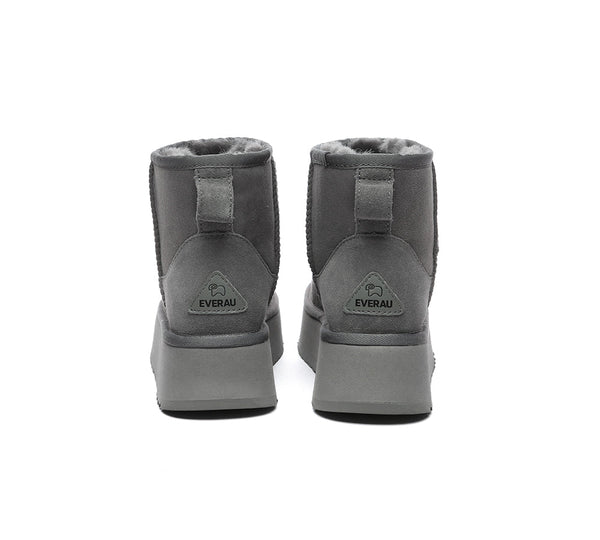 EVERAU® UGG Boots Sheepskin Wool Ankle Platform Thick Bottom Mini Classic - UGG EXPRESS