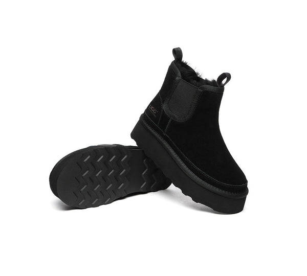 AUSTRALIAN SHEPHERD® UGG Boots Sheepskin Wool Elastic Band Platform Chelsie - UGG EXPRESS