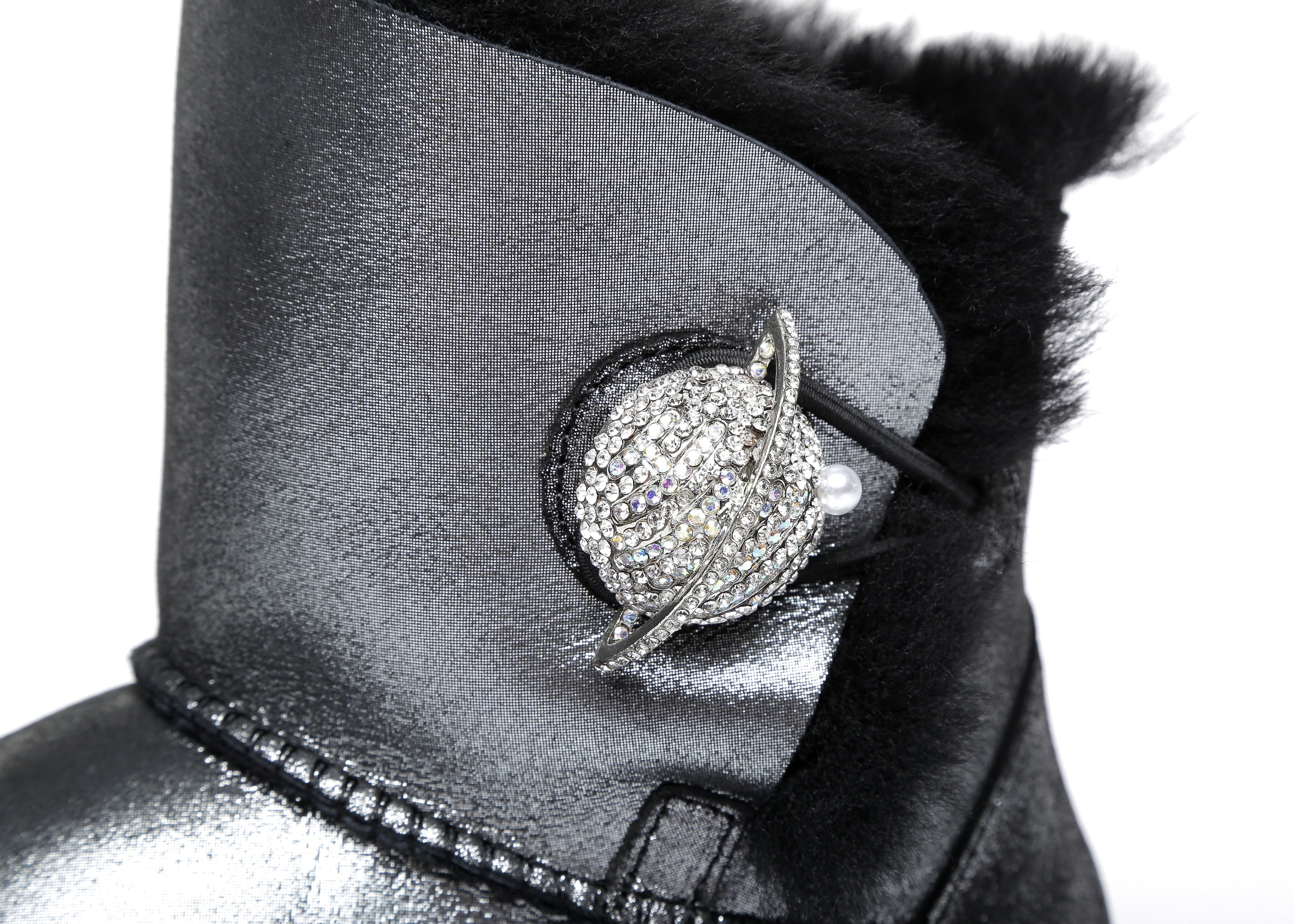 Mini Metallic Single Button Sheepskin Boots Women Jupiter