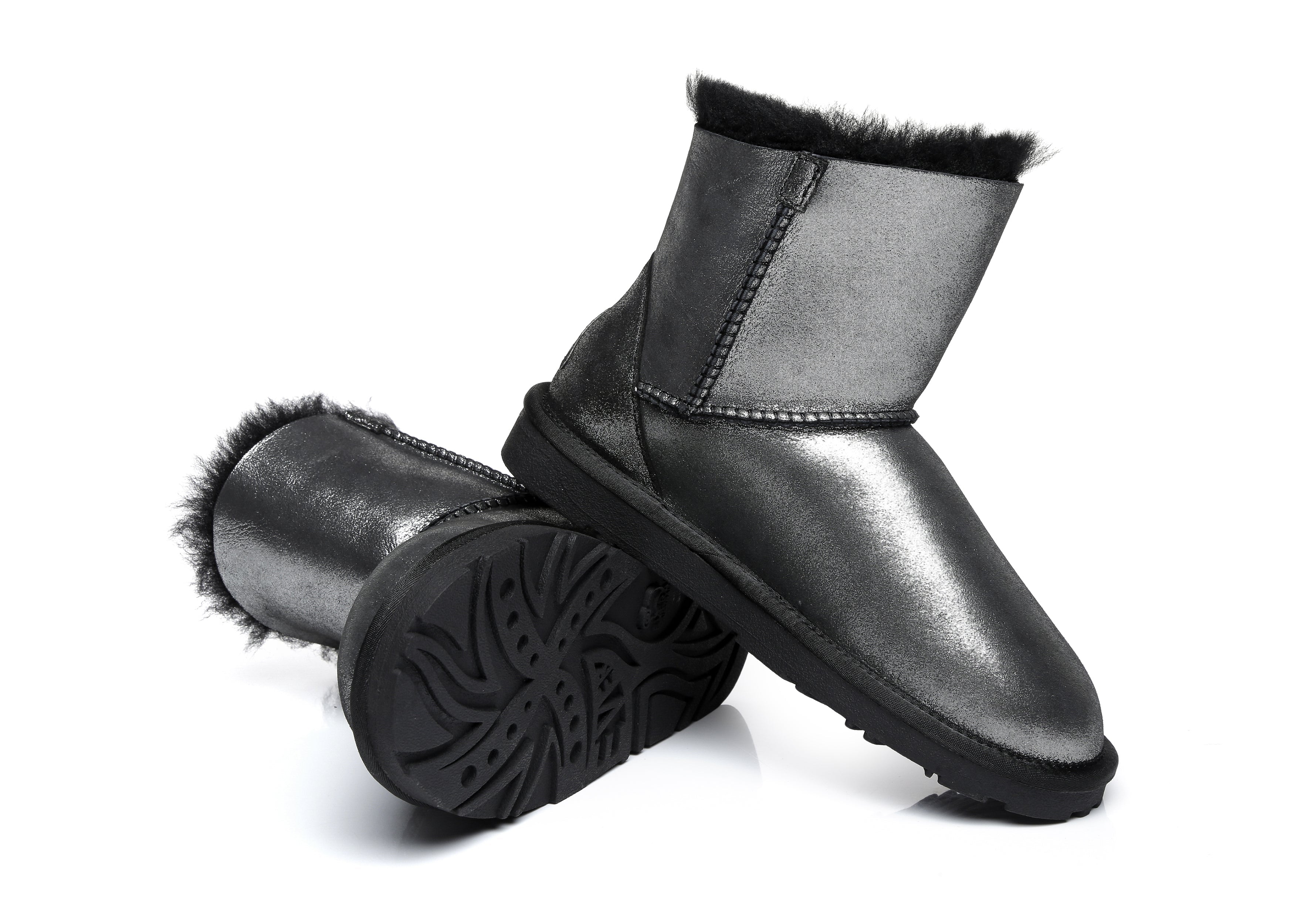 Mini Metallic Single Button Sheepskin Boots Women Jupiter