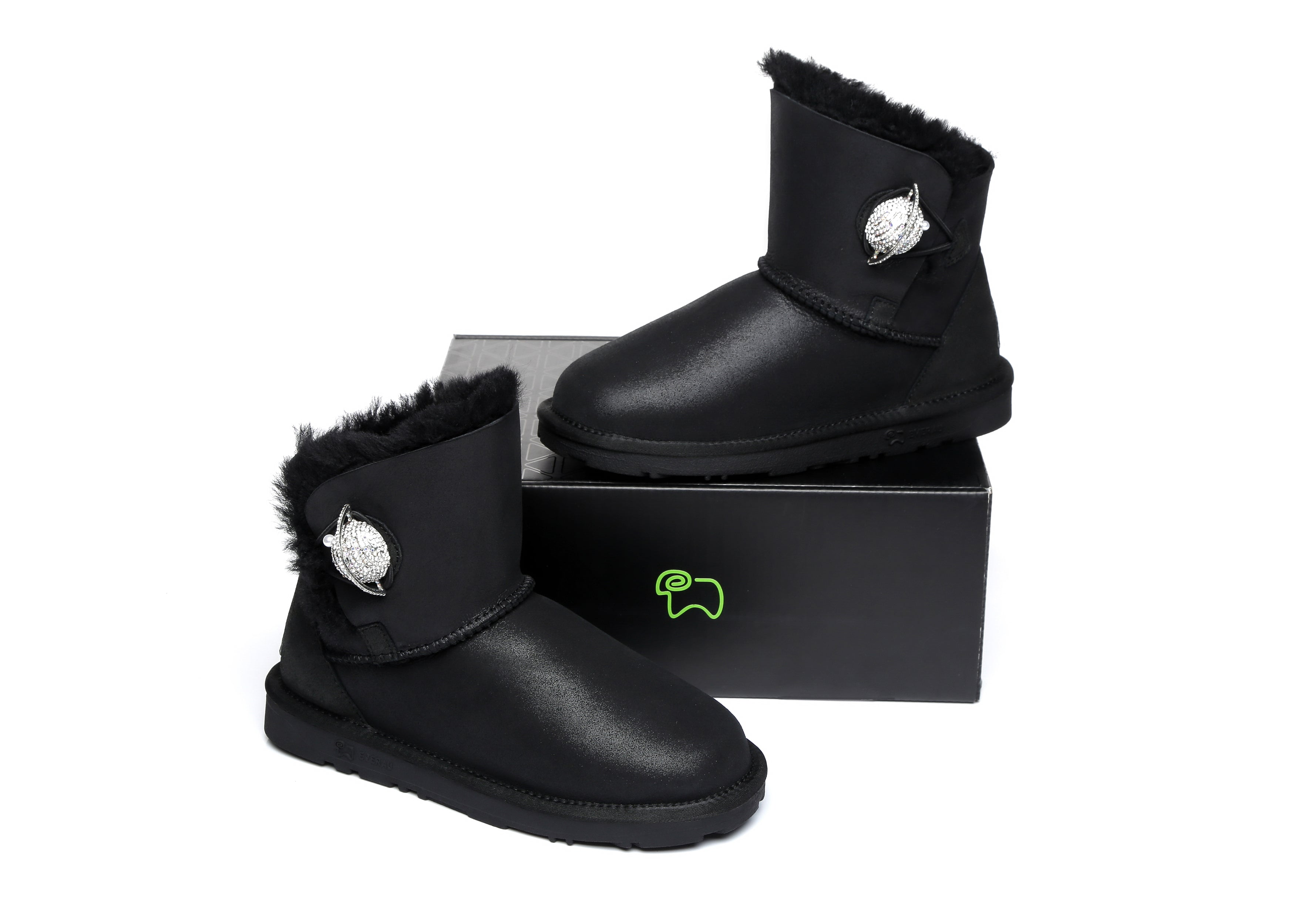 Mini Metallic Single Button Sheepskin Boots Women Jupiter