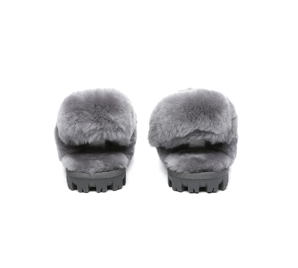 AUSTRALIAN SHEPHERD® 3-Way Style UGG Women Slippers Removable Wool Fluffy Strap Slingback Waffle UGG AUSTRALIAN SHEPHERD