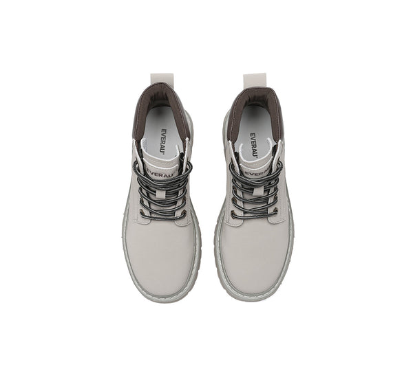 Women Leather Lace Up Chunky Boots Stephanie